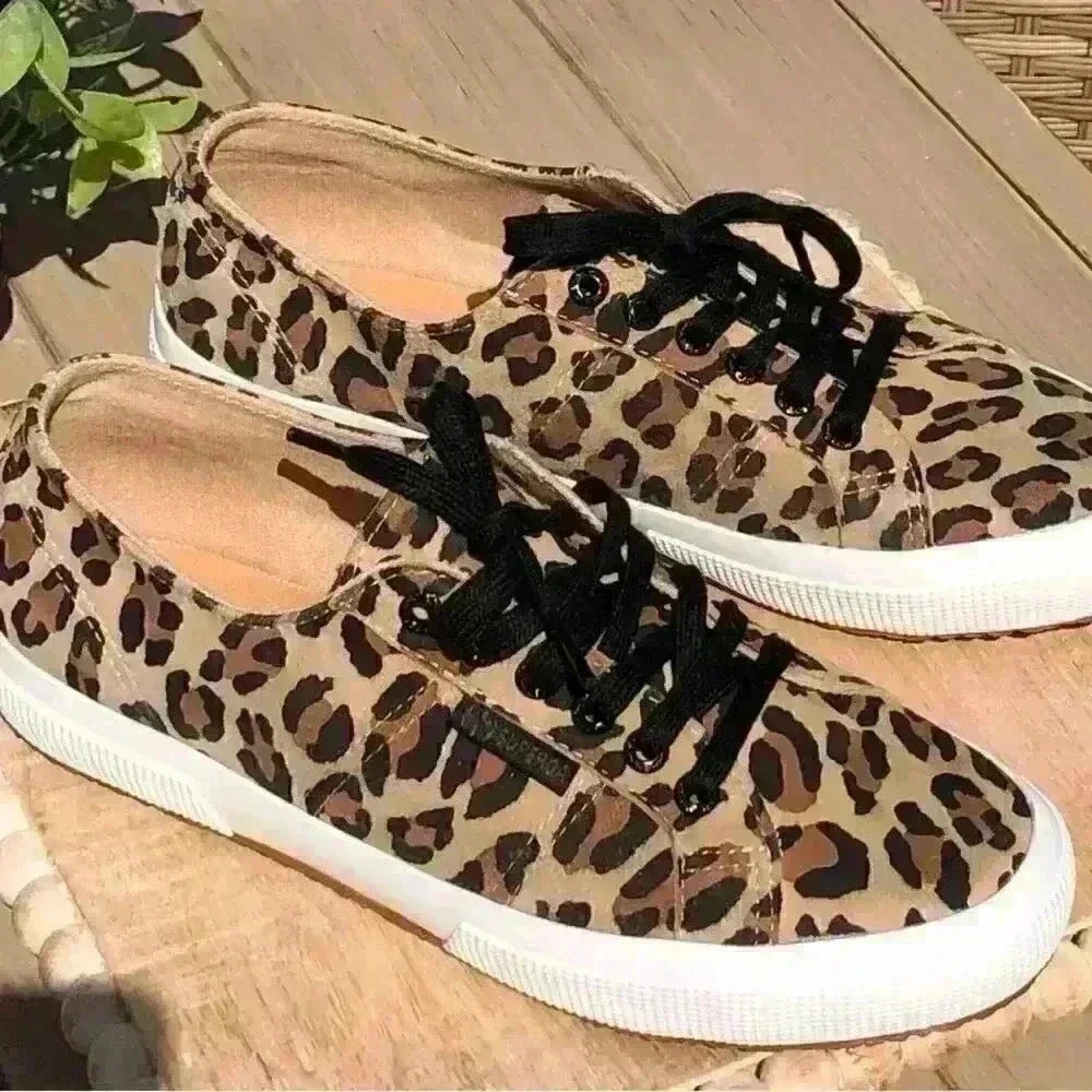 Superga Leopard Print Black Laced Low Top Sneaker Sz. 39.5 (8.5 USA) - Picture 10 of 10